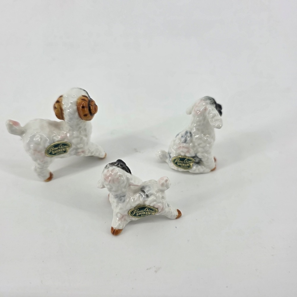 Vintage Porcelain Fine Bone China Set Of 3 Sheep Figurines 1inch - Picture 2 of 4
